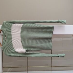 Market Spruce, Large, Sweater Top in dusty green and cream